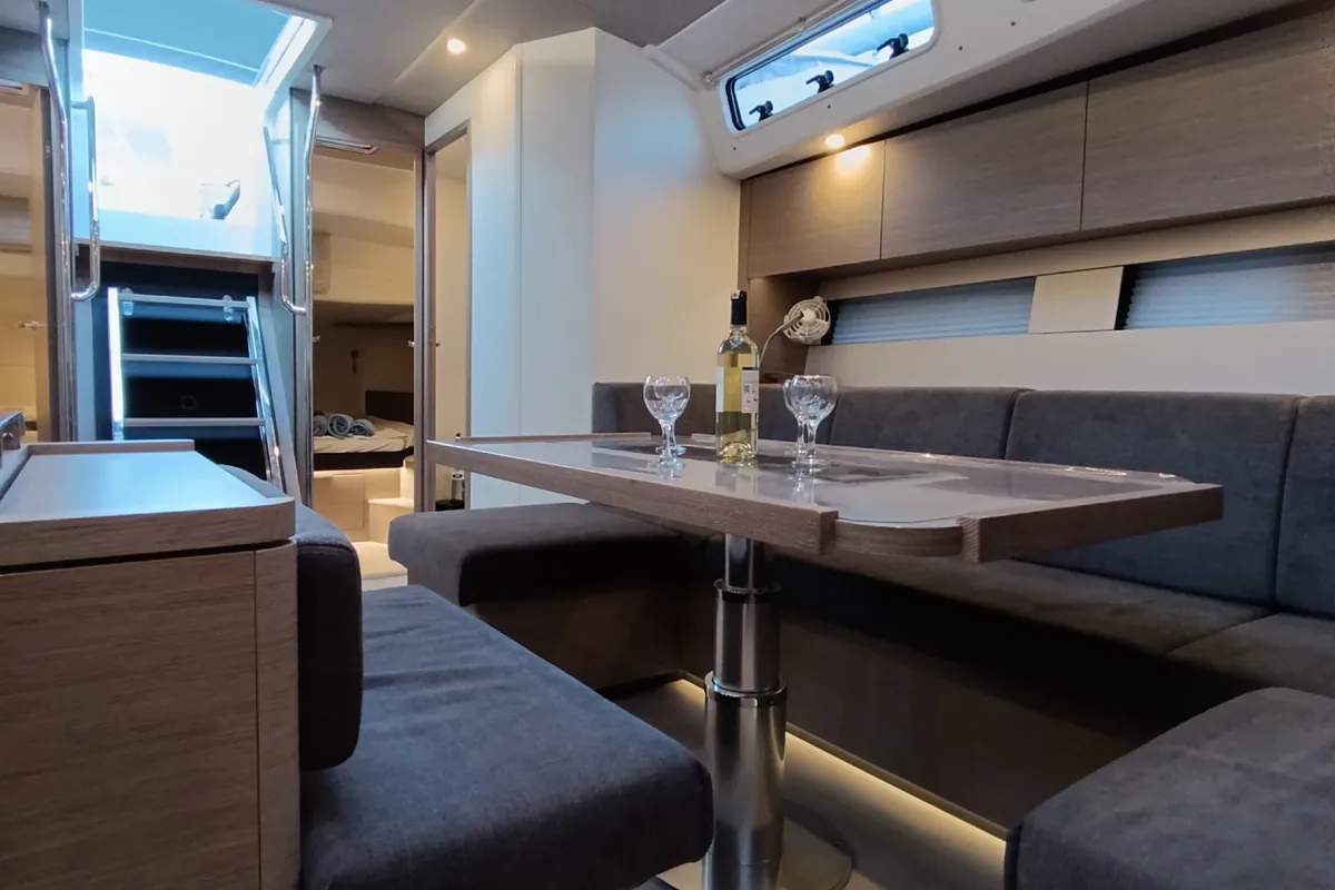 Salon of Binlik Owner's, a Hanse Yachts Hanse 460 sailboat at Fethiye, Turkey