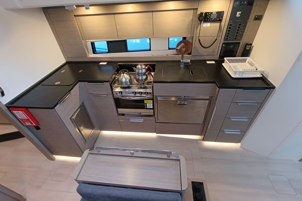 Galley of Binlik Owner's, a Hanse Yachts Hanse 460 sailboat at Fethiye, Turkey