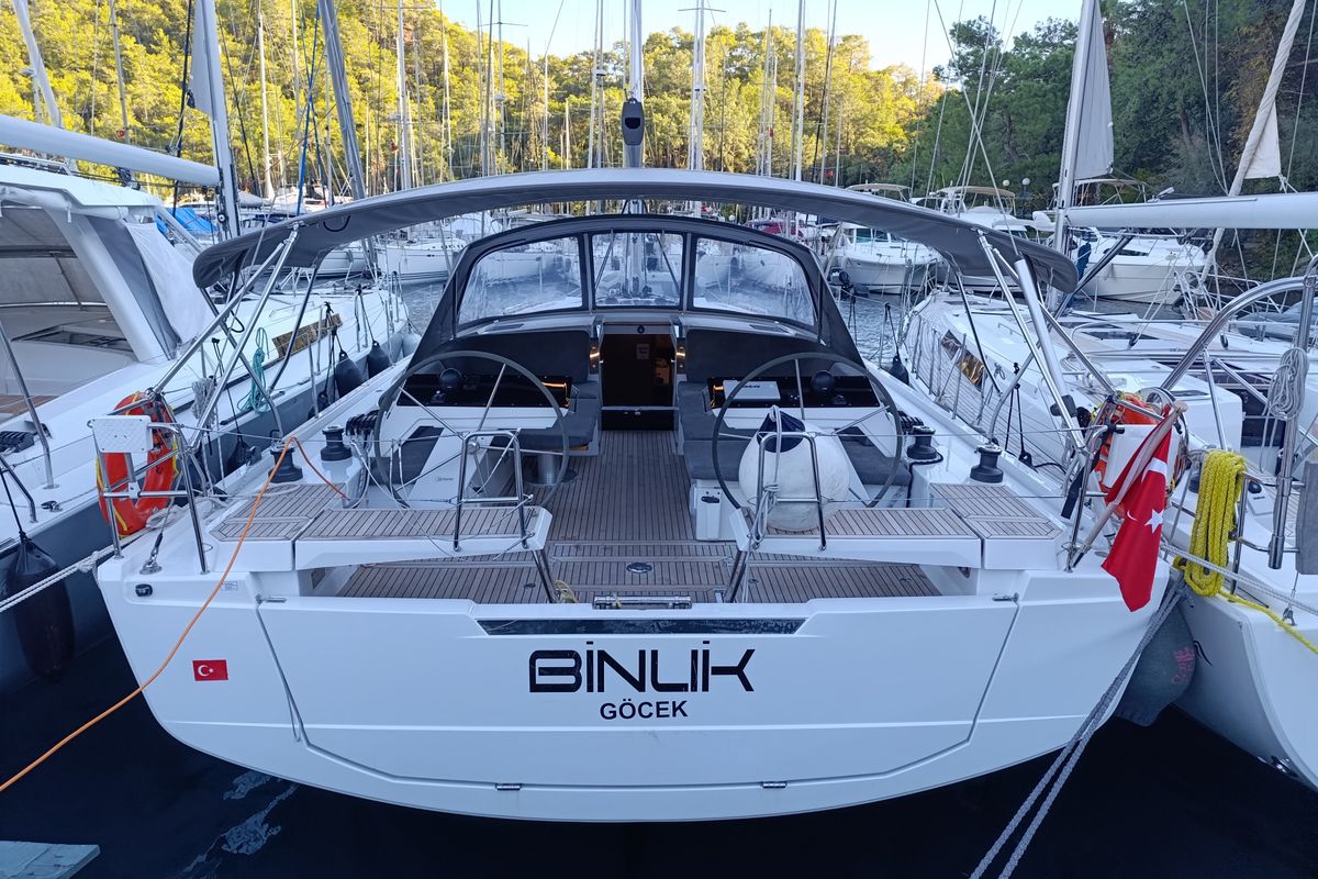 Exterior view of Binlik Owner's, a Hanse Yachts Hanse 460 sailboat at Fethiye, Turkey