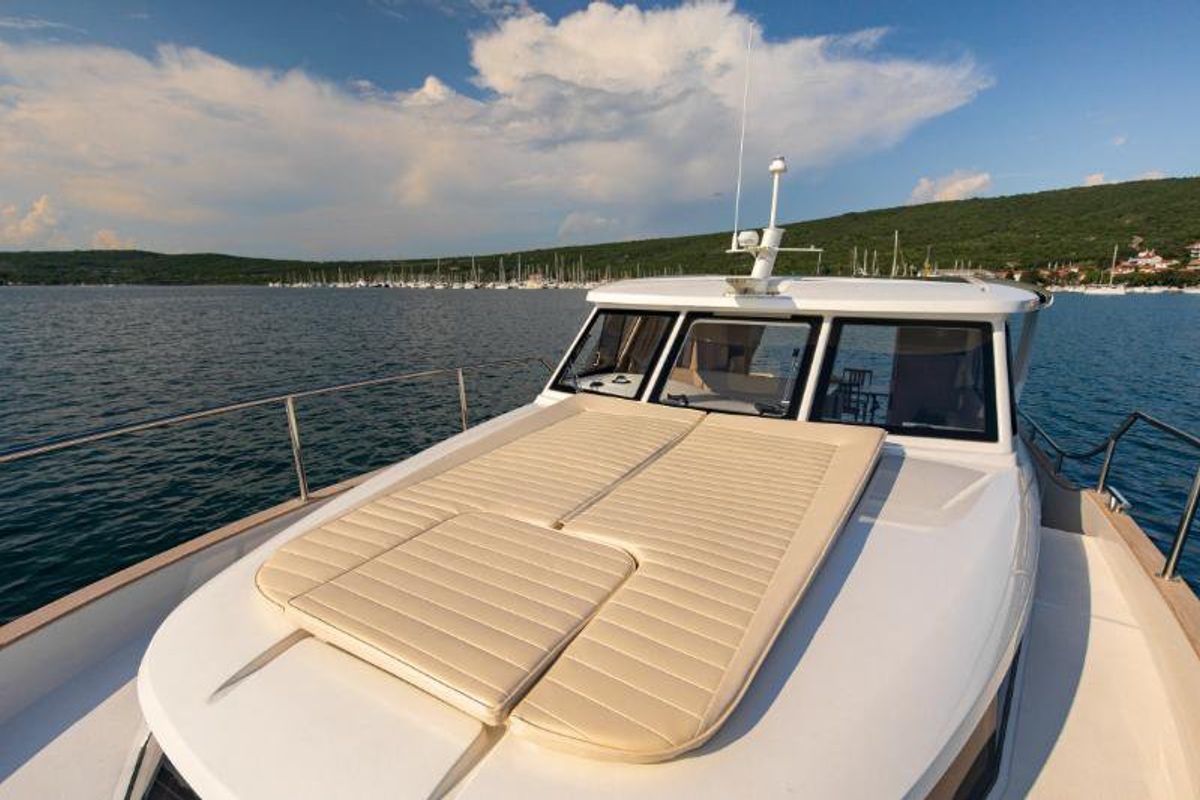 Deck of Ondine, a Greenline 33 yacht at Punat, Croatia