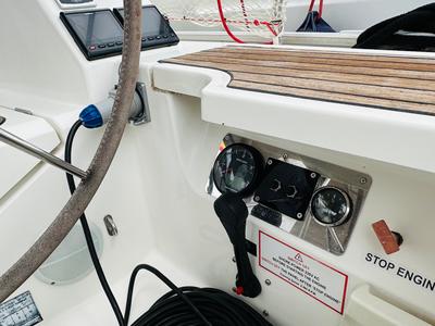 Cockpit of Yvonne, a Bavaria Cruiser 41 sailboat at Athens, Greece