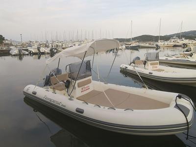 Exterior view of n. 2, a Capelli Tempest 530 rib at Cannigione, Italy