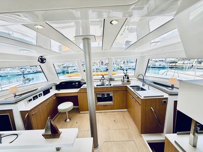 Cockpit of Vegas, a Bali Catspace OW catamaran at Municipal Unit of Ellomenos, Greece