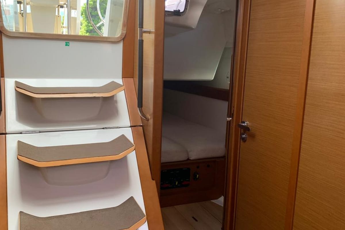 Cabin on Aquaholic, a Jeanneau Sun Odyssey 519 sailboat at Municipal Unit of Ellomenos, Greece