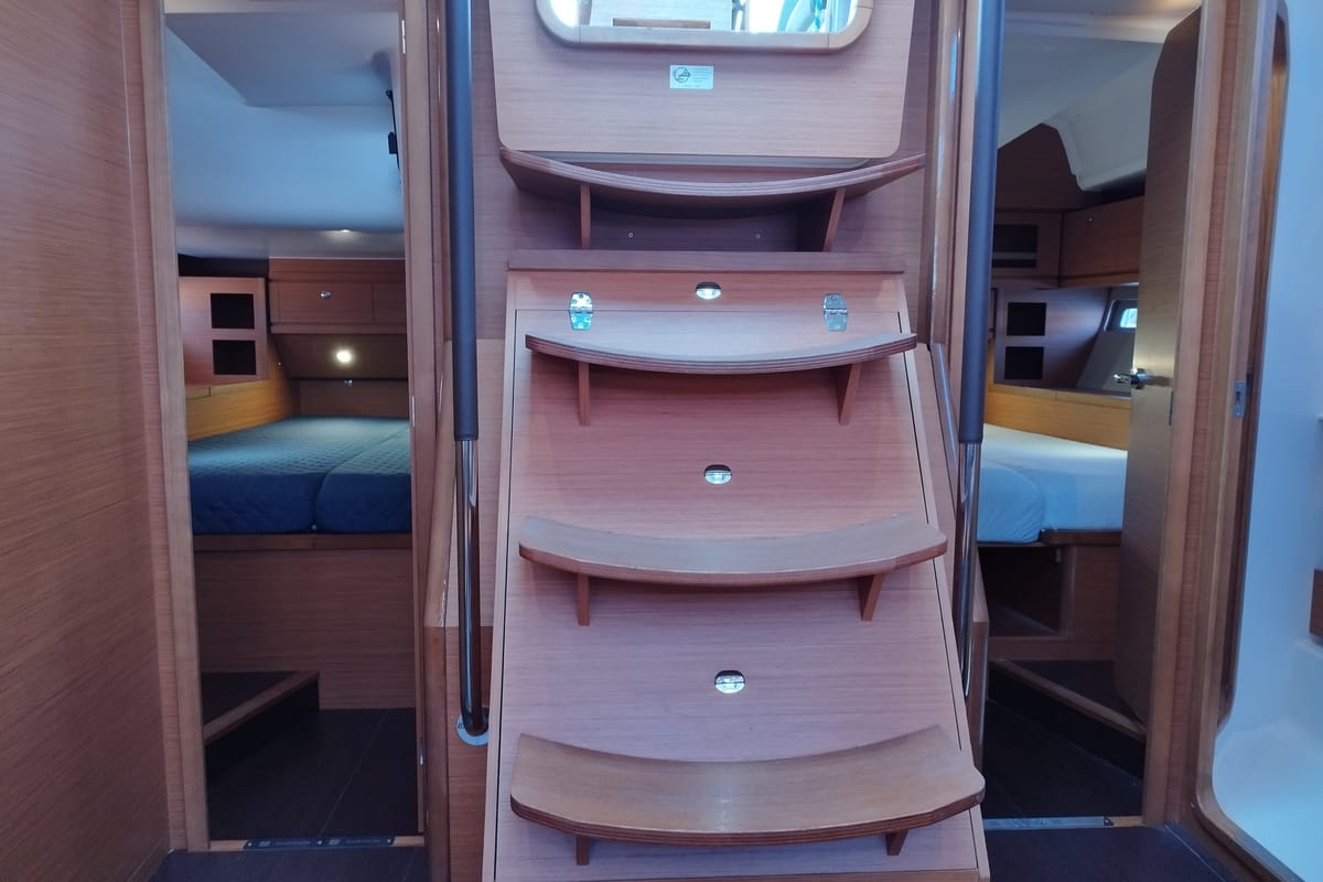 Cabin on Albus, a Dufour 56 Exclusive sailboat at Olbia, Italy