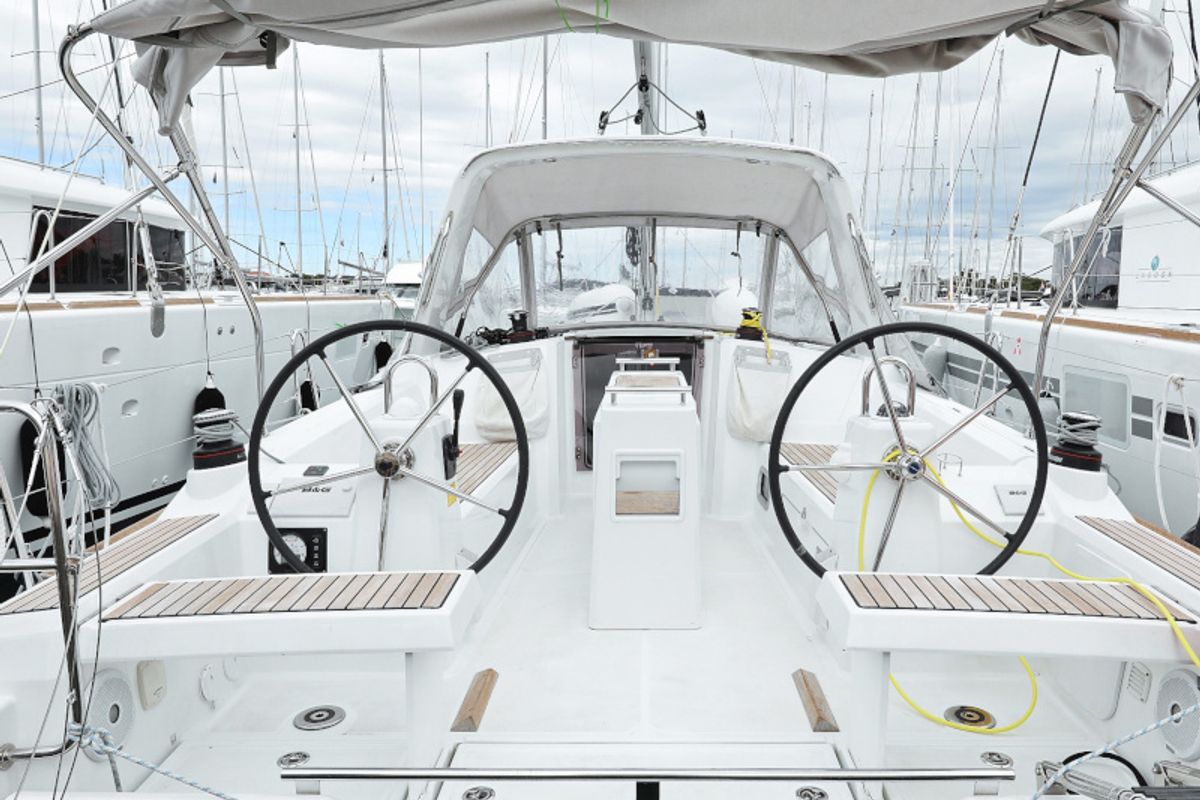Cockpit of Idila, a Beneteau Oceanis 35.1 sailboat at Općina Sukošan, Croatia