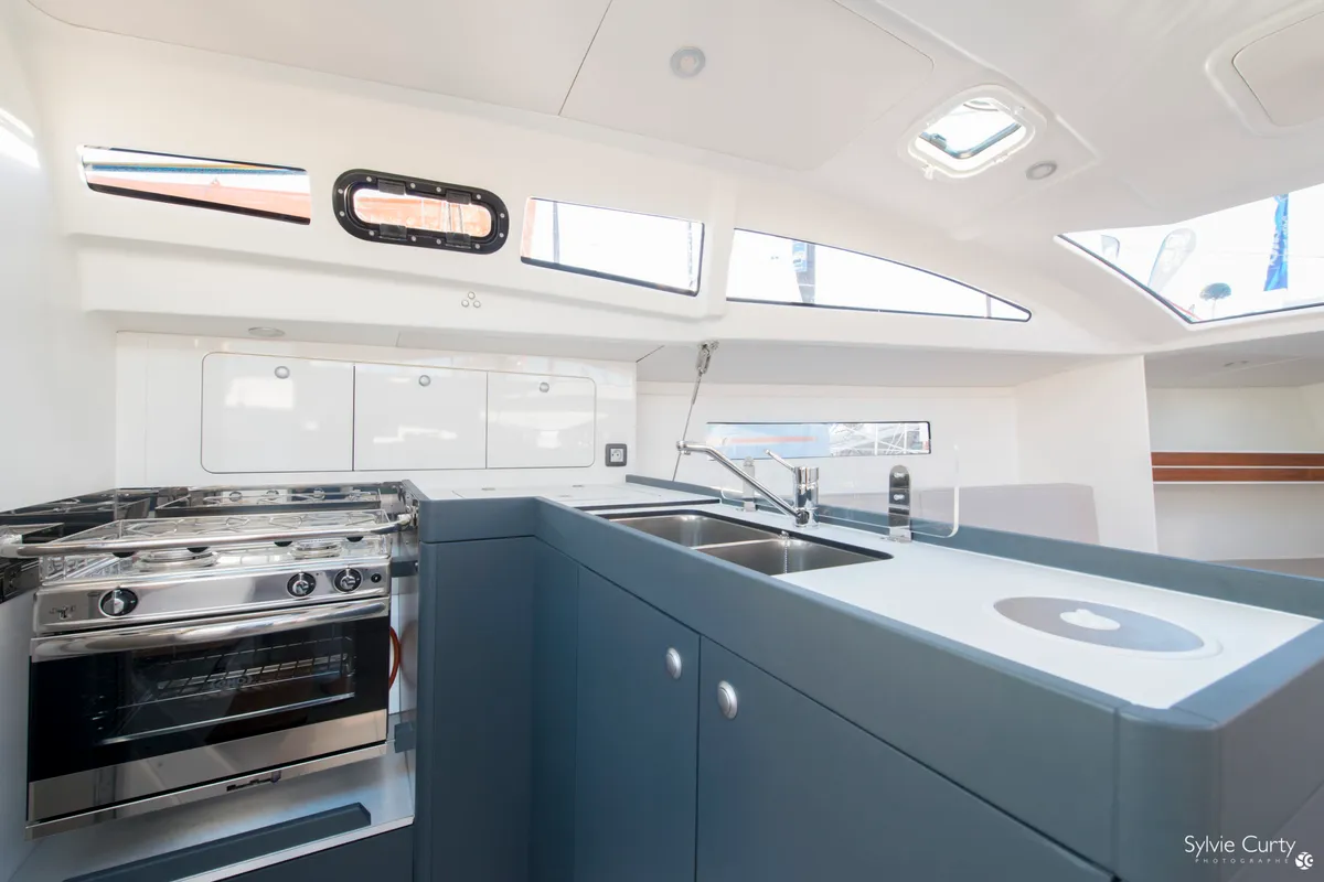 Galley of GUSTY 4, a RM Yachts RM 970 sailboat at La Rochelle, France