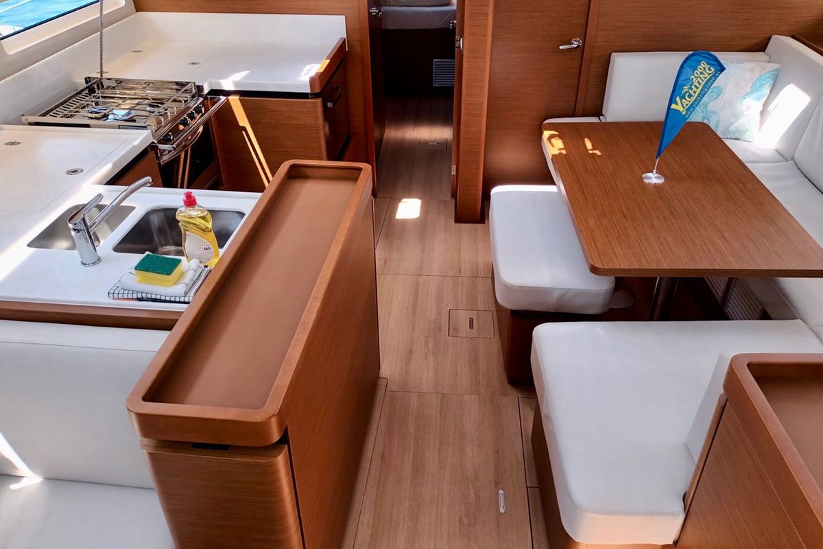 Galley of Ma Cherie, a Jeanneau Sun Odyssey 490 sailboat at Grad Šibenik, Croatia