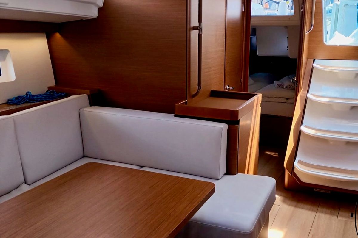 Salon of Ma Cherie, a Jeanneau Sun Odyssey 490 sailboat at Grad Šibenik, Croatia