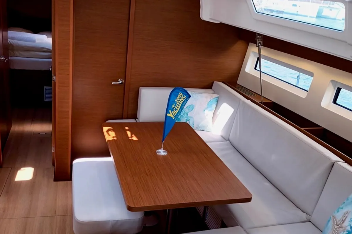 Salon of Ma Cherie, a Jeanneau Sun Odyssey 490 sailboat at Grad Šibenik, Croatia