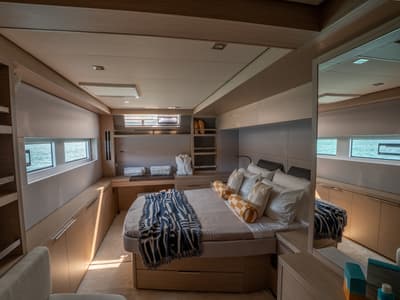Cabin on Sailuxe - Vega, a Lagoon 55 catamaran at Castellammare del Golfo, Italy