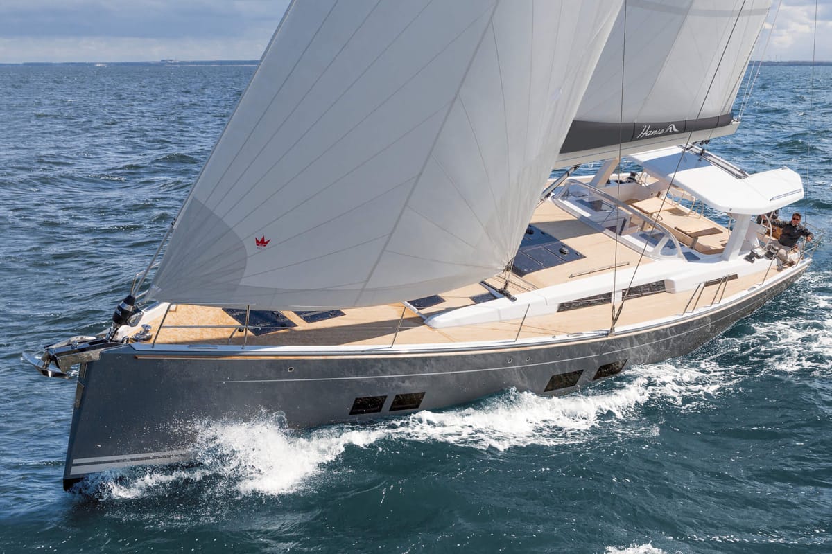 Exterior view of Citrus, a Hanse Yachts Hanse 588 sailboat at Seget Donji, Croatia