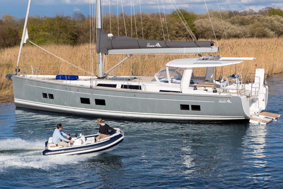 Exterior view of Citrus, a Hanse Yachts Hanse 588 sailboat at Seget Donji, Croatia