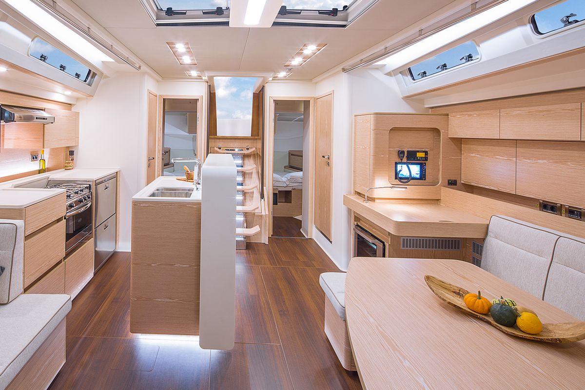 Galley of Citrus, a Hanse Yachts Hanse 588 sailboat at Seget Donji, Croatia