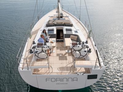 Deck of Citrus, a Hanse Yachts Hanse 588 sailboat at Seget Donji, Croatia