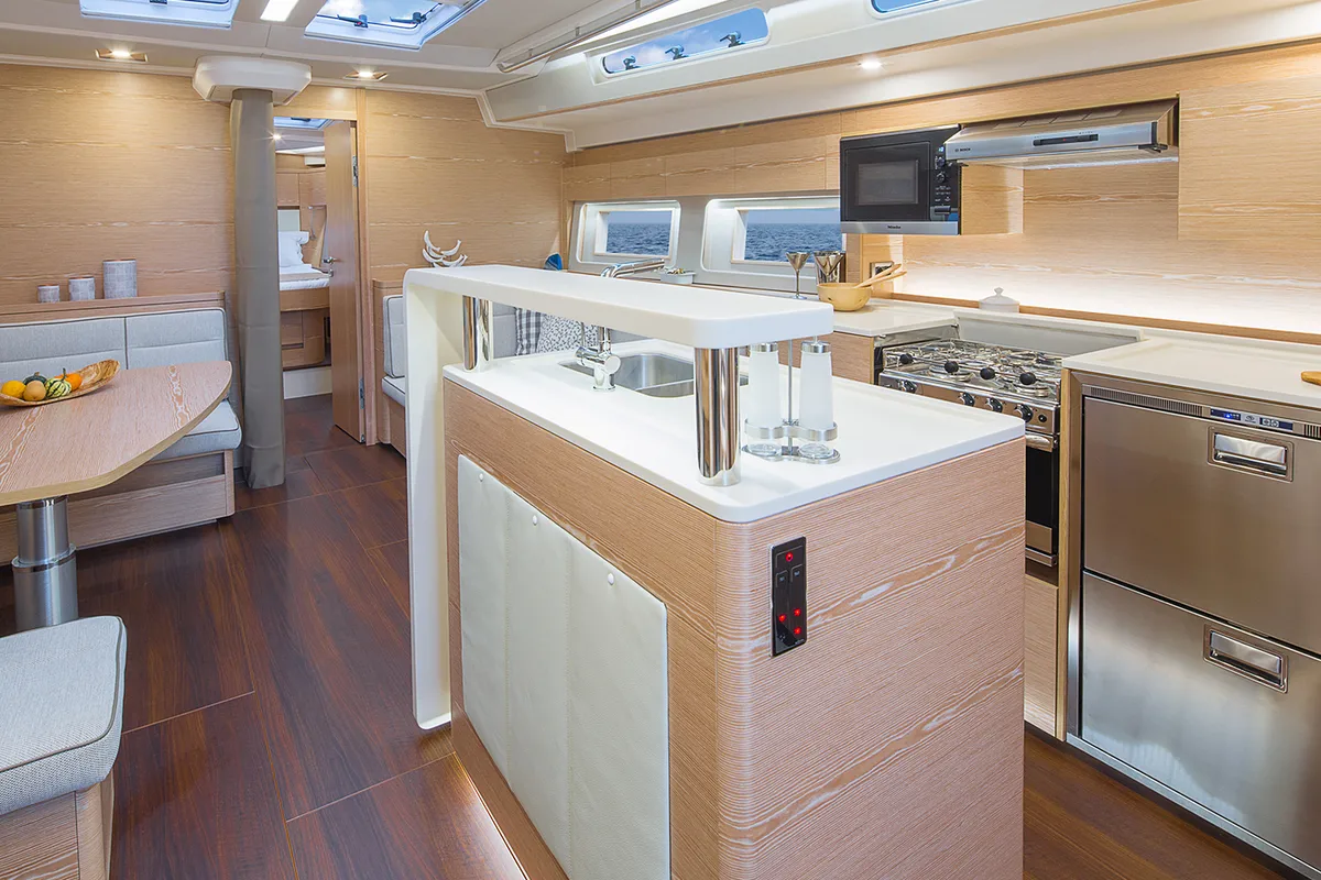 Galley of Citrus, a Hanse Yachts Hanse 588 sailboat at Seget Donji, Croatia