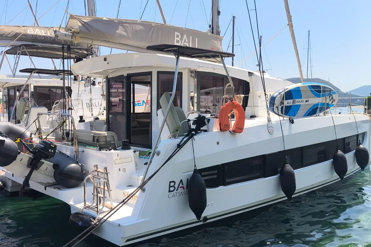 Exterior view of Timeless, a Bali Catsmart catamaran at Municipal Unit of Ellomenos, Greece