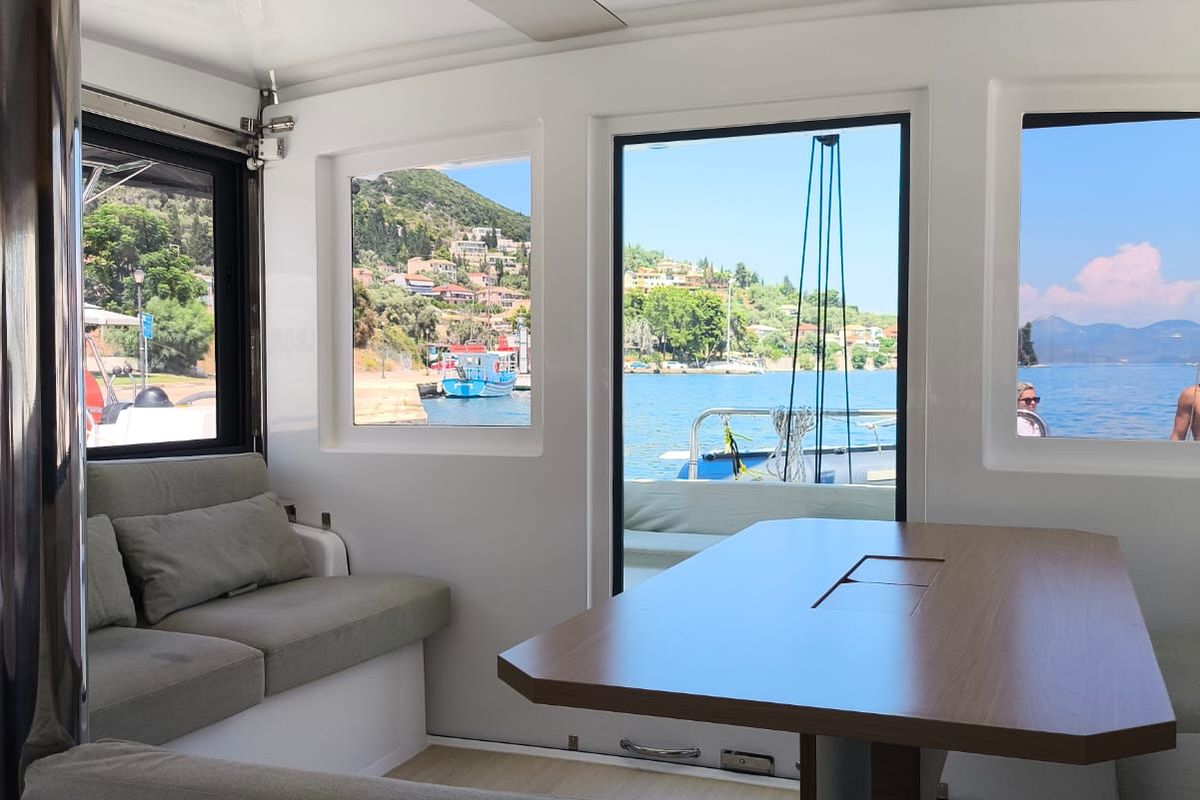 Salon of Timeless, a Bali Catsmart catamaran at Municipal Unit of Ellomenos, Greece