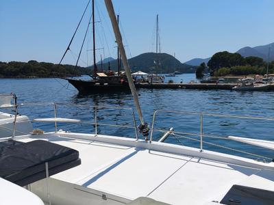 Deck of Timeless, a Bali Catsmart catamaran at Municipal Unit of Ellomenos, Greece