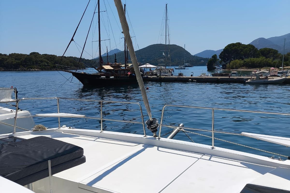 Deck of Timeless, a Bali Catsmart catamaran at Municipal Unit of Ellomenos, Greece