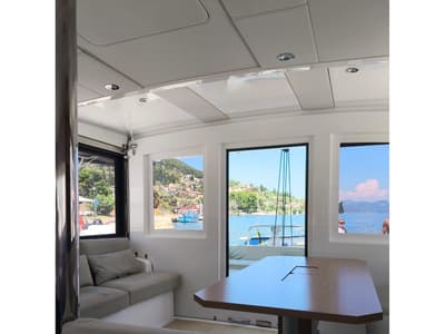 Salon of Timeless, a Bali Catsmart catamaran at Municipal Unit of Ellomenos, Greece