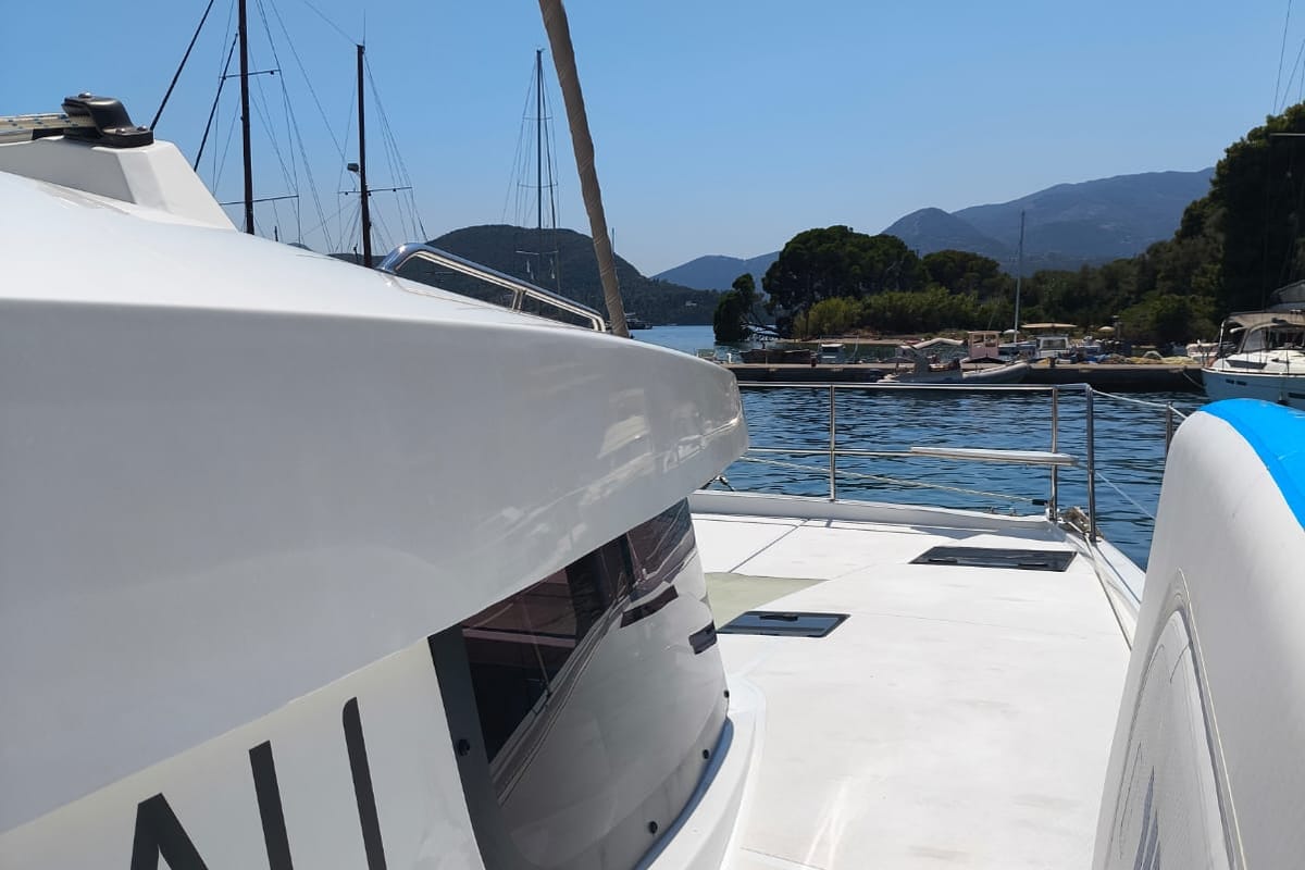 Exterior view of Timeless, a Bali Catsmart catamaran at Municipal Unit of Ellomenos, Greece