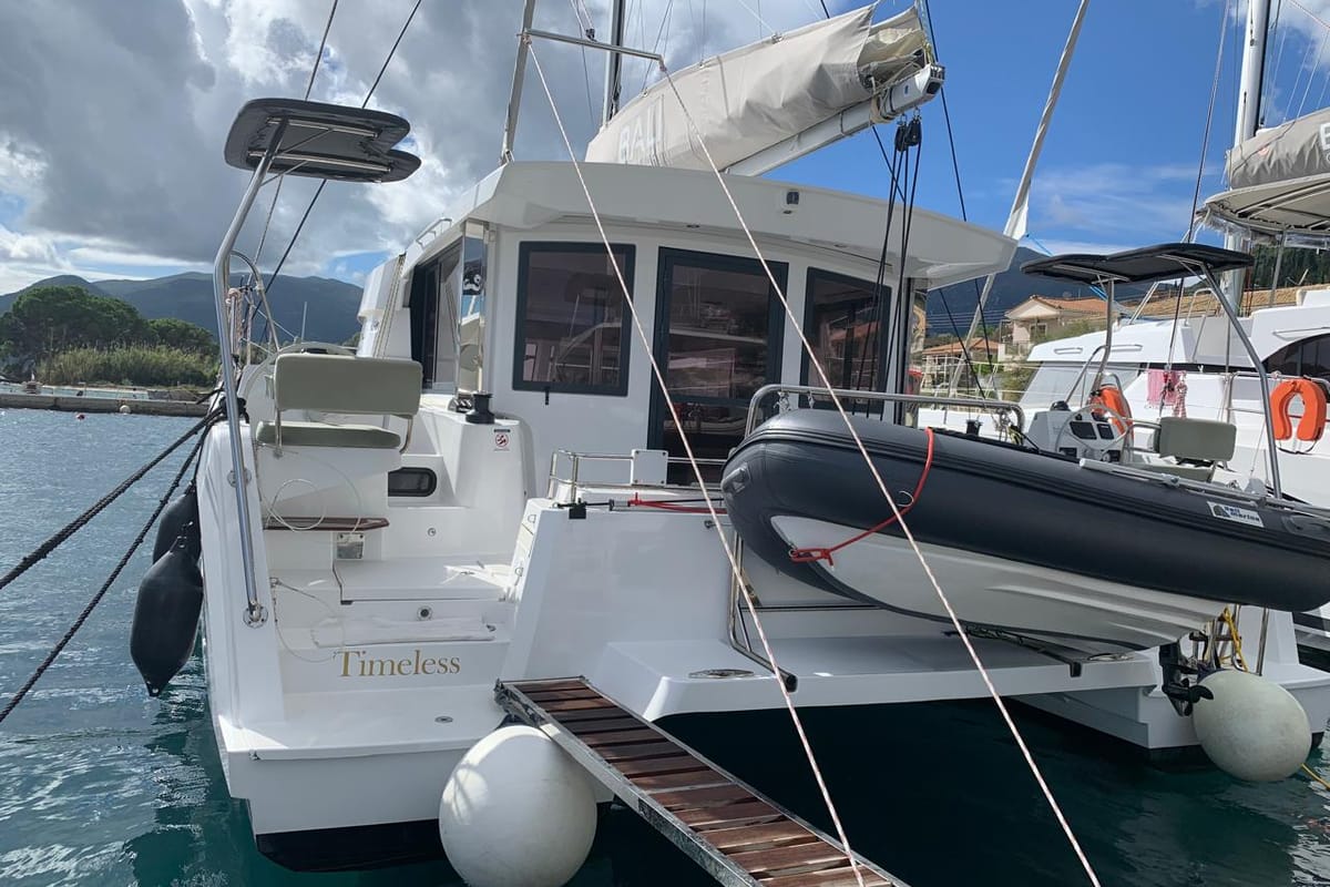 Exterior view of Timeless, a Bali Catsmart catamaran at Municipal Unit of Ellomenos, Greece