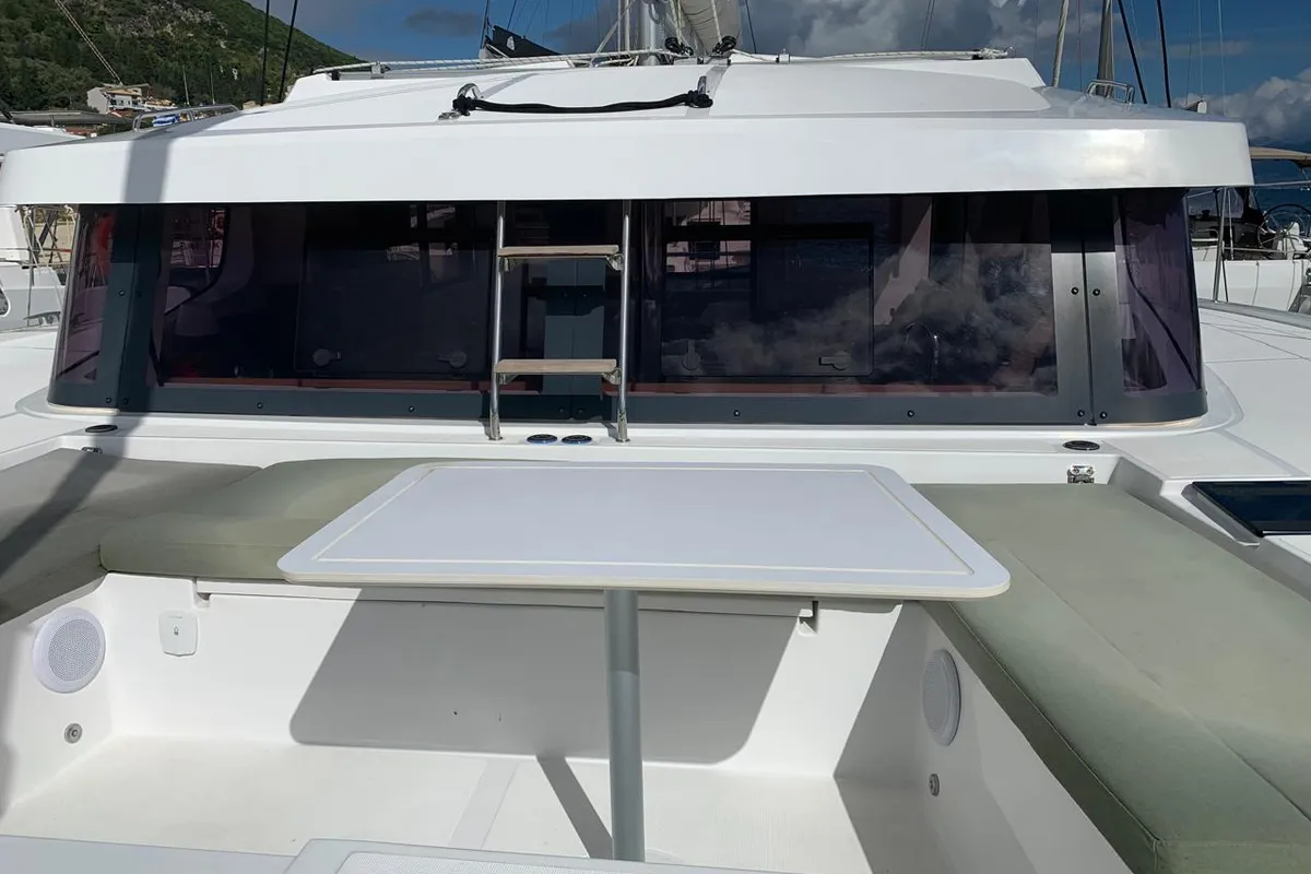 Deck of Timeless, a Bali Catsmart catamaran at Municipal Unit of Ellomenos, Greece