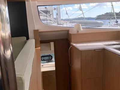 Galley of Timeless, a Bali Catsmart catamaran at Municipal Unit of Ellomenos, Greece