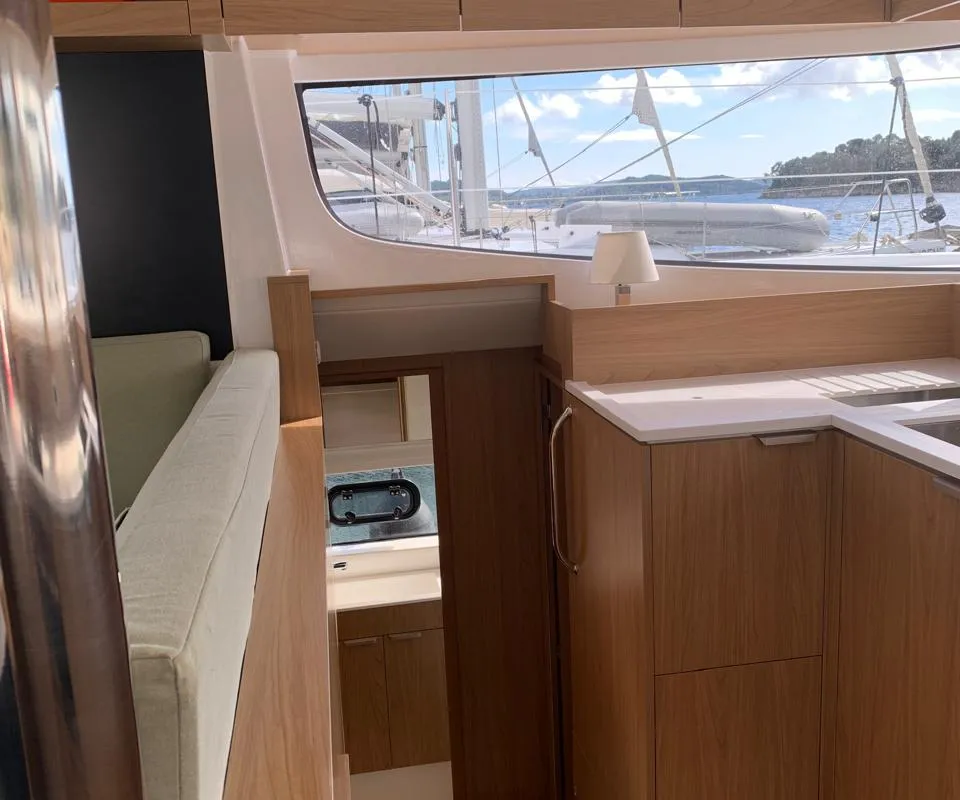 Galley of Timeless, a Bali Catsmart catamaran at Municipal Unit of Ellomenos, Greece