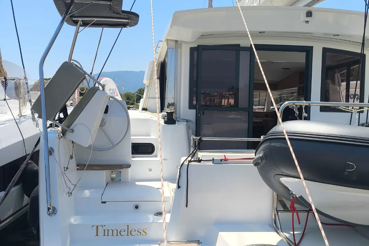 Exterior view of Timeless, a Bali Catsmart catamaran at Municipal Unit of Ellomenos, Greece