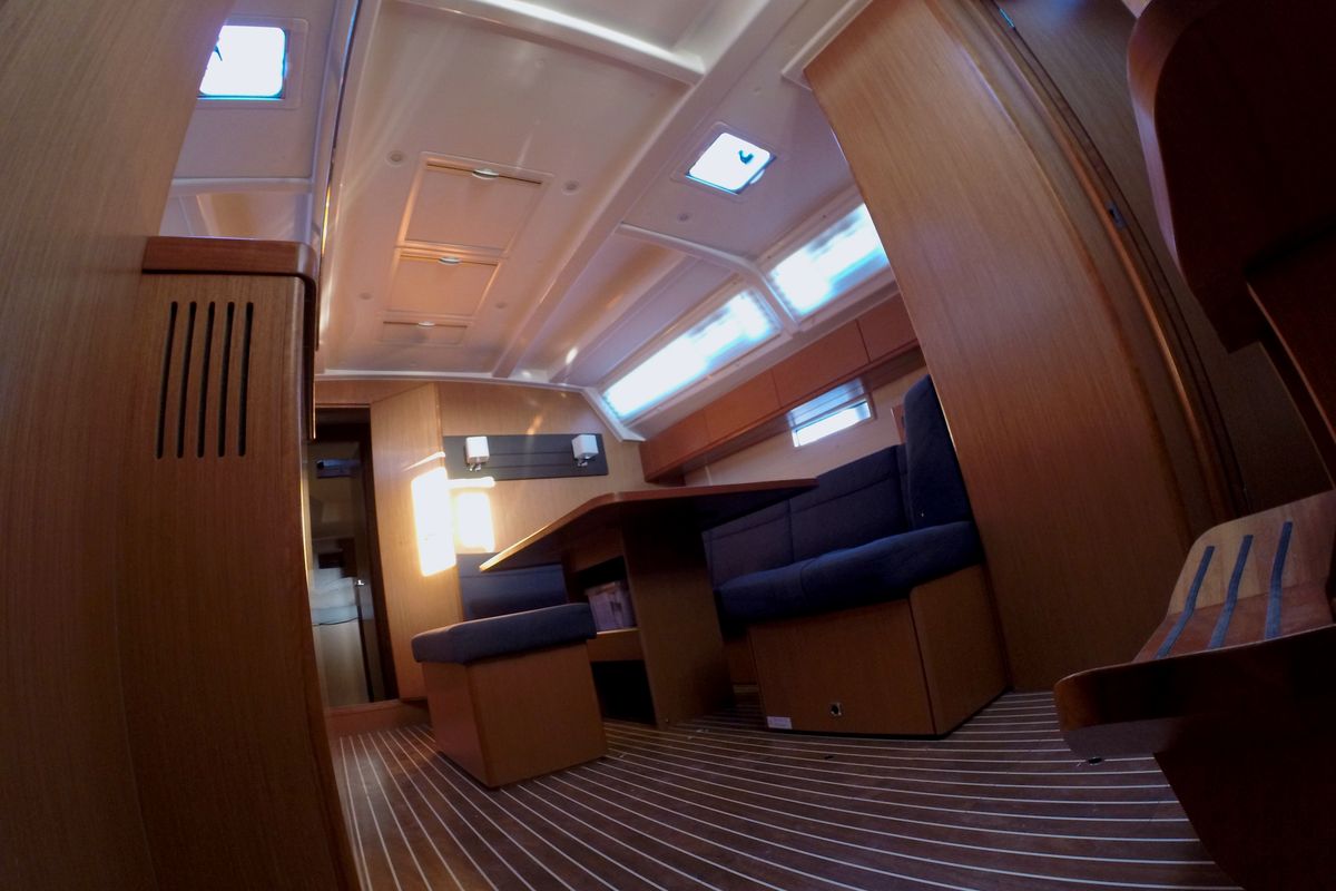 Salon of Elektra, a Bavaria Cruiser 46 sailboat at Zadar, Croatia