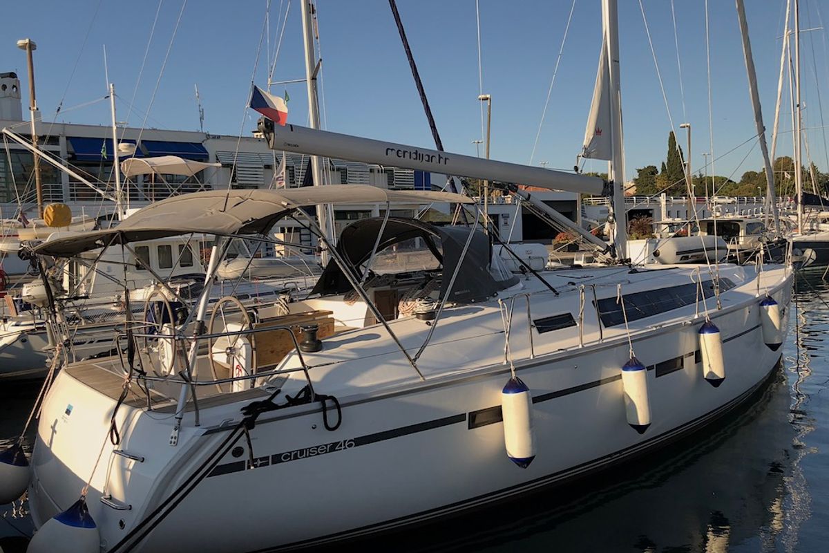 Exterior view of Elektra, a Bavaria Cruiser 46 sailboat at Zadar, Croatia