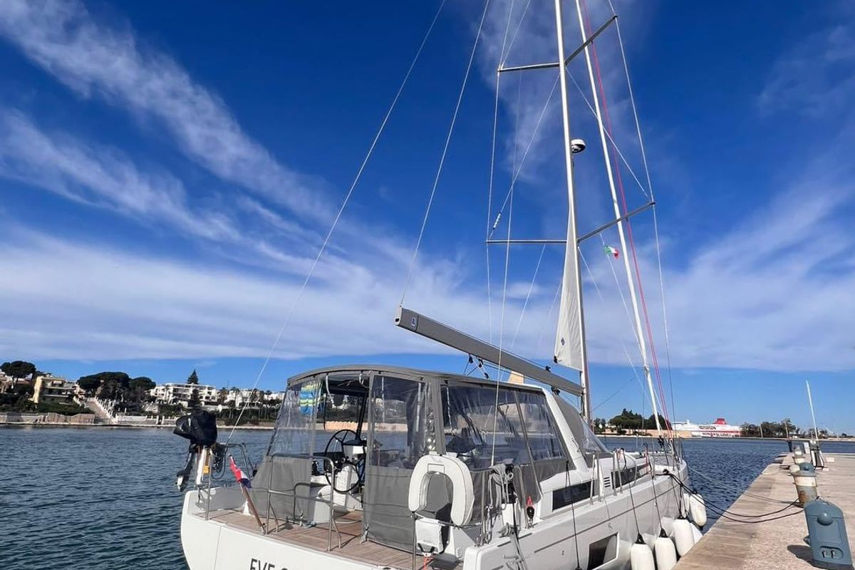 Exterior view of Eve One, a Beneteau Oceanis 54 sailboat at Seget Donji, Croatia