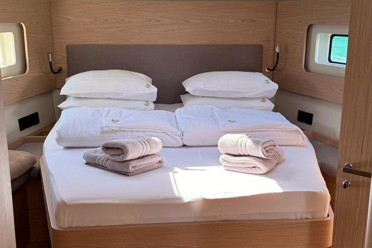 Cabin on Eve One, a Beneteau Oceanis 54 sailboat at Seget Donji, Croatia