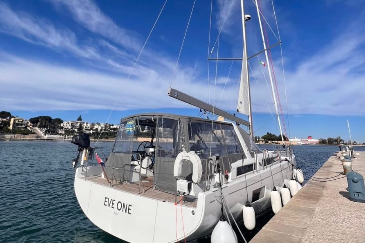 Exterior view of Eve One, a Beneteau Oceanis 54 sailboat at Seget Donji, Croatia