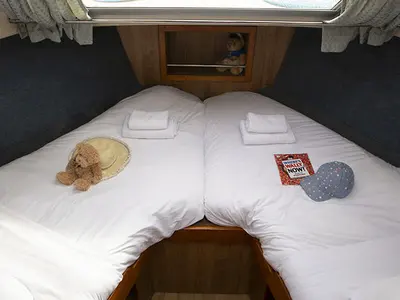 Cabin on Crusader - Budget 1, a Cygnet Crusader motorboat at Connaught Harbour, Ireland