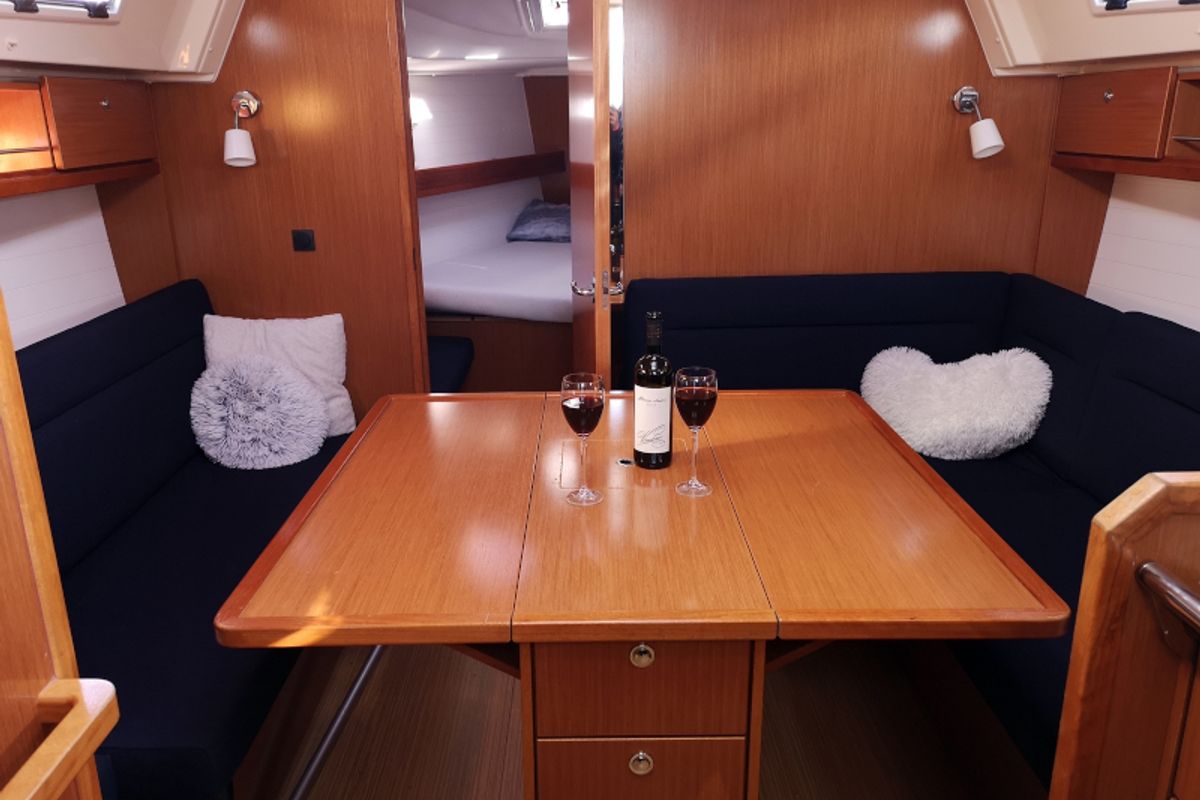 Salon of Tamra, a Bavaria 36 sailboat at Kraljevica, Croatia
