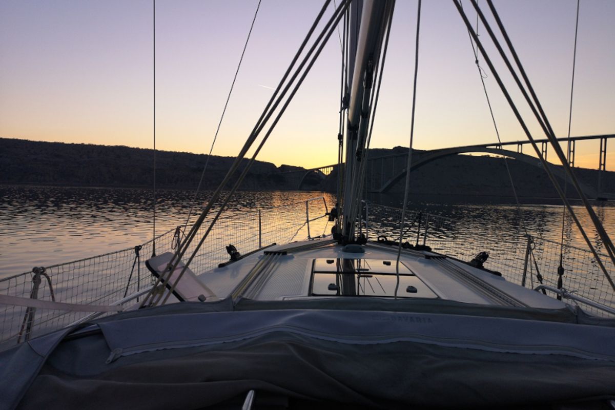 Deck of Tamra, a Bavaria 36 sailboat at Kraljevica, Croatia