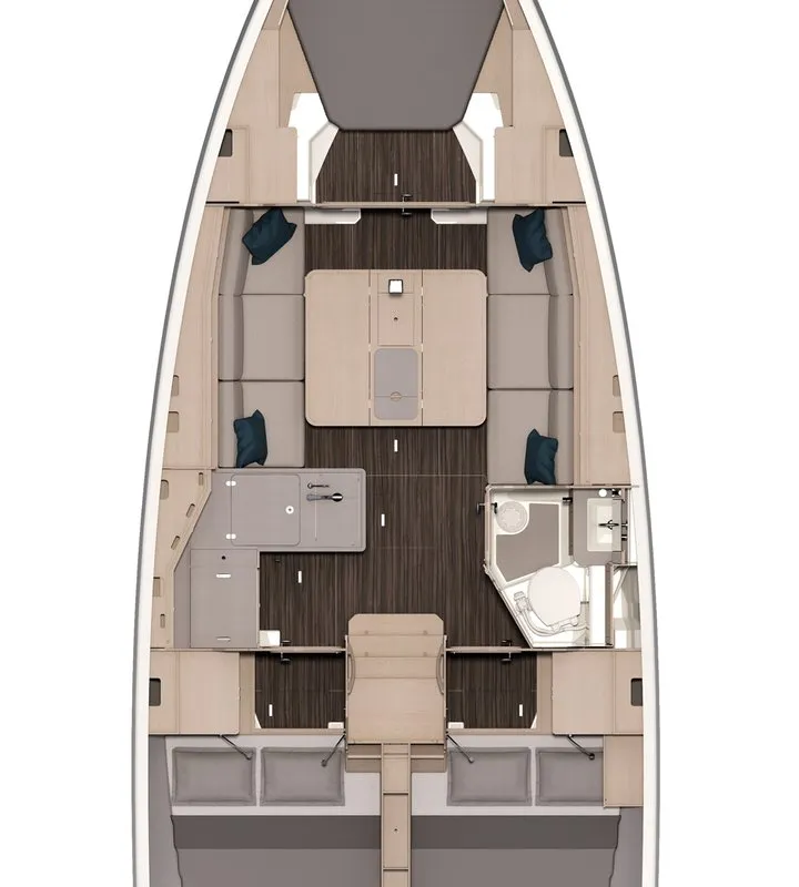 Floor plan of Marsel The Angel, a Dufour 37 sailboat at Marmaris, Turkey