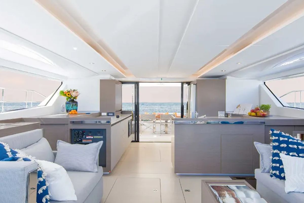 Exterior view of Moorings 464PC Exclusive, a Leopard 46PC catamaran at Općina Marina, Croatia