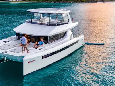 Salon of Moorings 464PC Exclusive, a Leopard 46PC catamaran at Općina Marina, Croatia