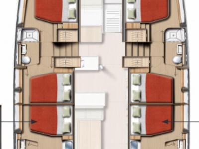 Floor plan of Xifias, a Bali 5.2 catamaran at Athens, Greece