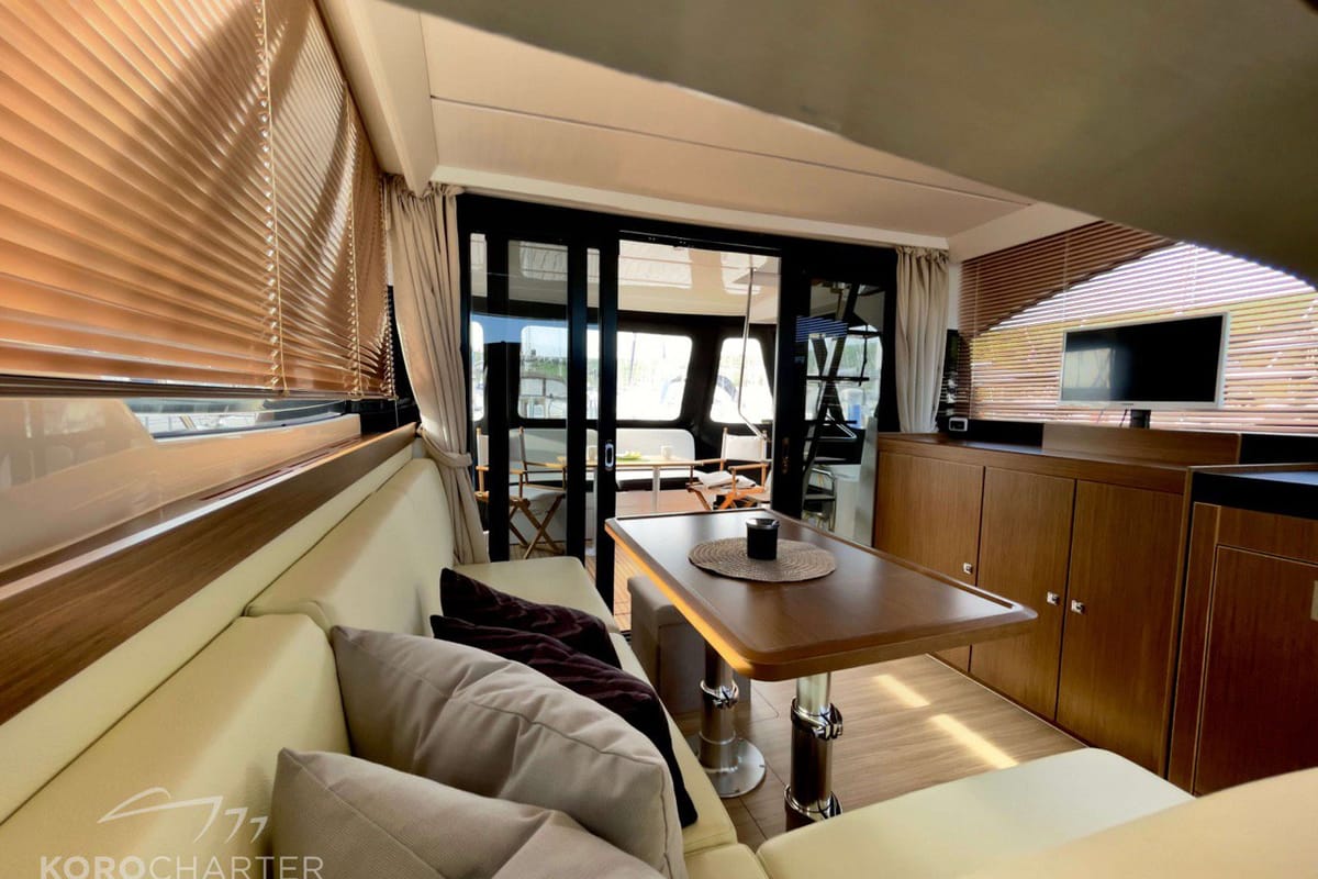 Spaceship, a Bavaria Virtess 420 Fly yacht at Punat, Croatia
