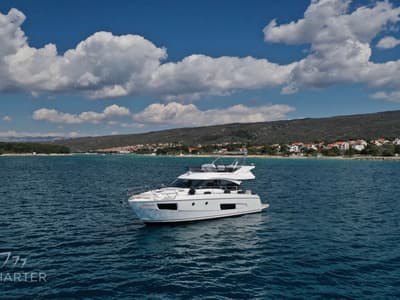 Spaceship, a Bavaria Virtess 420 Fly yacht at Punat, Croatia