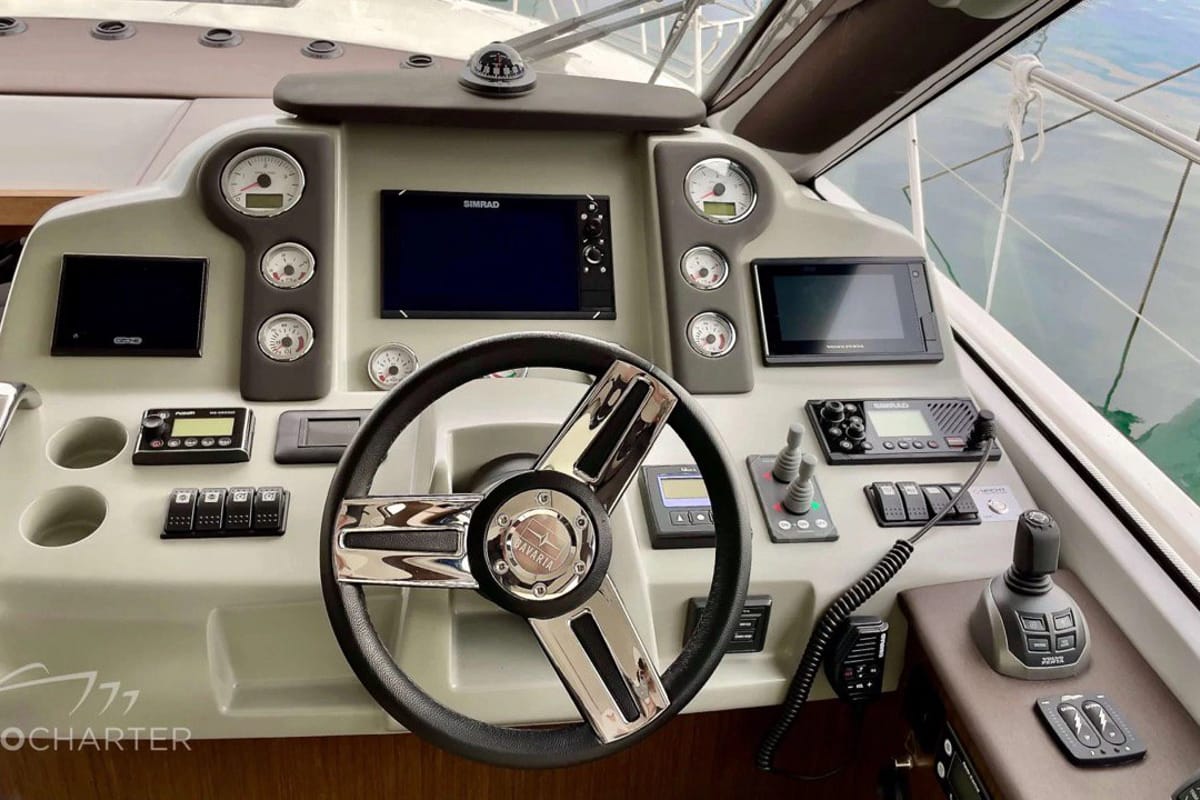 Spaceship, a Bavaria Virtess 420 Fly yacht at Punat, Croatia