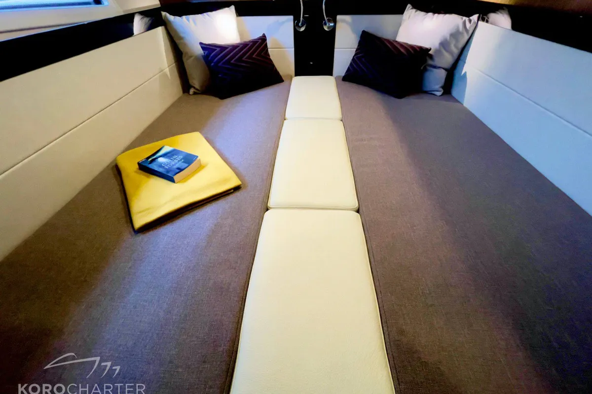 Spaceship, a Bavaria Virtess 420 Fly yacht at Punat, Croatia