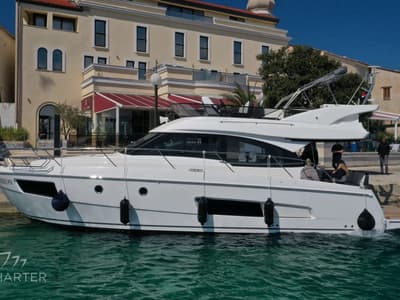 Spaceship, a Bavaria Virtess 420 Fly yacht at Punat, Croatia