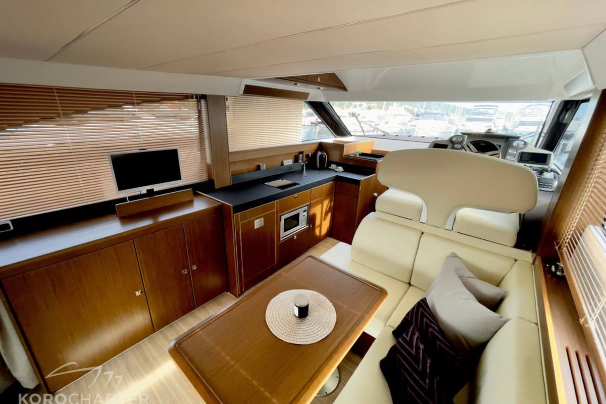 Spaceship, a Bavaria Virtess 420 Fly yacht at Punat, Croatia
