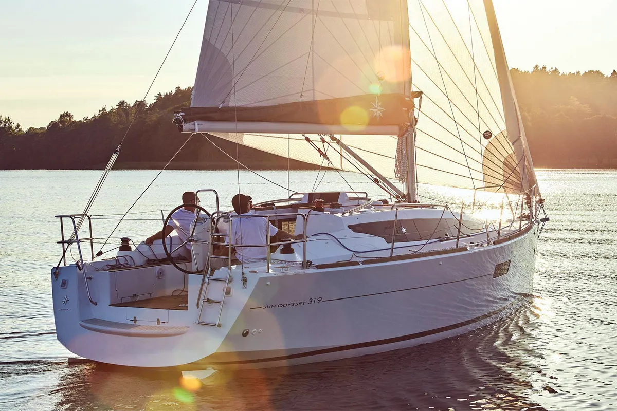 Exterior view of Amathea, a Jeanneau Sun Odyssey 319 sailboat at Volos Municipality, Greece